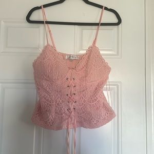 LILY WHITE corset style top front tie up pink size XL